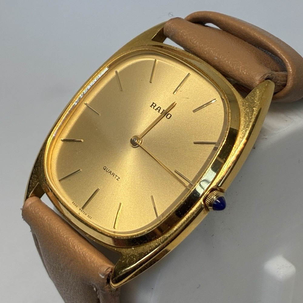 Vintage 80's RADO 121.9569.2 Qz C-Line Style Gold 31mm Men's Watch New Battery!